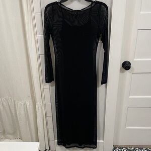 Mesh Black Long Sleeve Dress